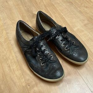 Ecco Women’s Street Lace brown pebbled leather golf shoes, size 10/10.5